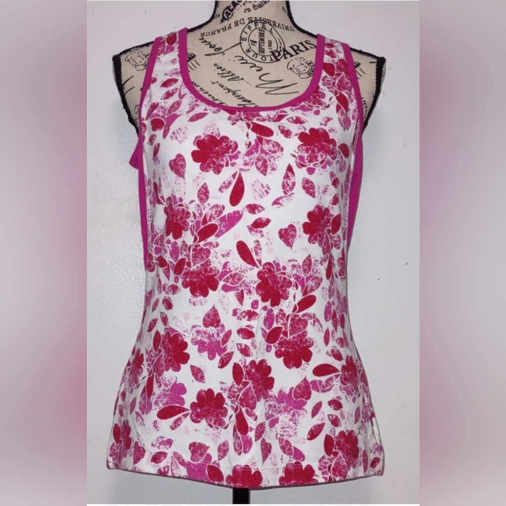 Danskin Floral Pink Tank Top Size L